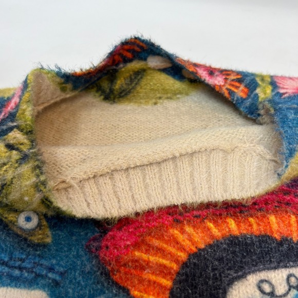 Unique Skeleton Couple Embroidered Teal Blue Sweater Women's Artwear Soft - Picture 5 of 13